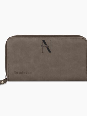 Personalized Suede Leather Zipper Clutch For Her
