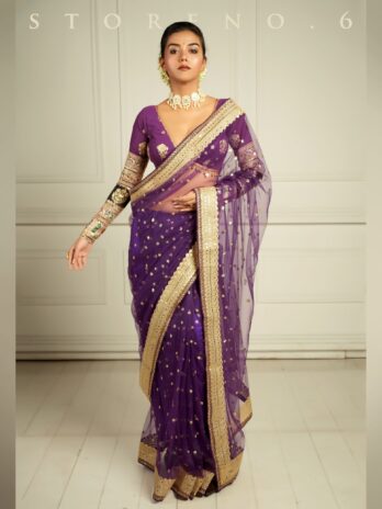 THE QUEEN’S PASSION PLUM SAREE READY-TO-WEAR